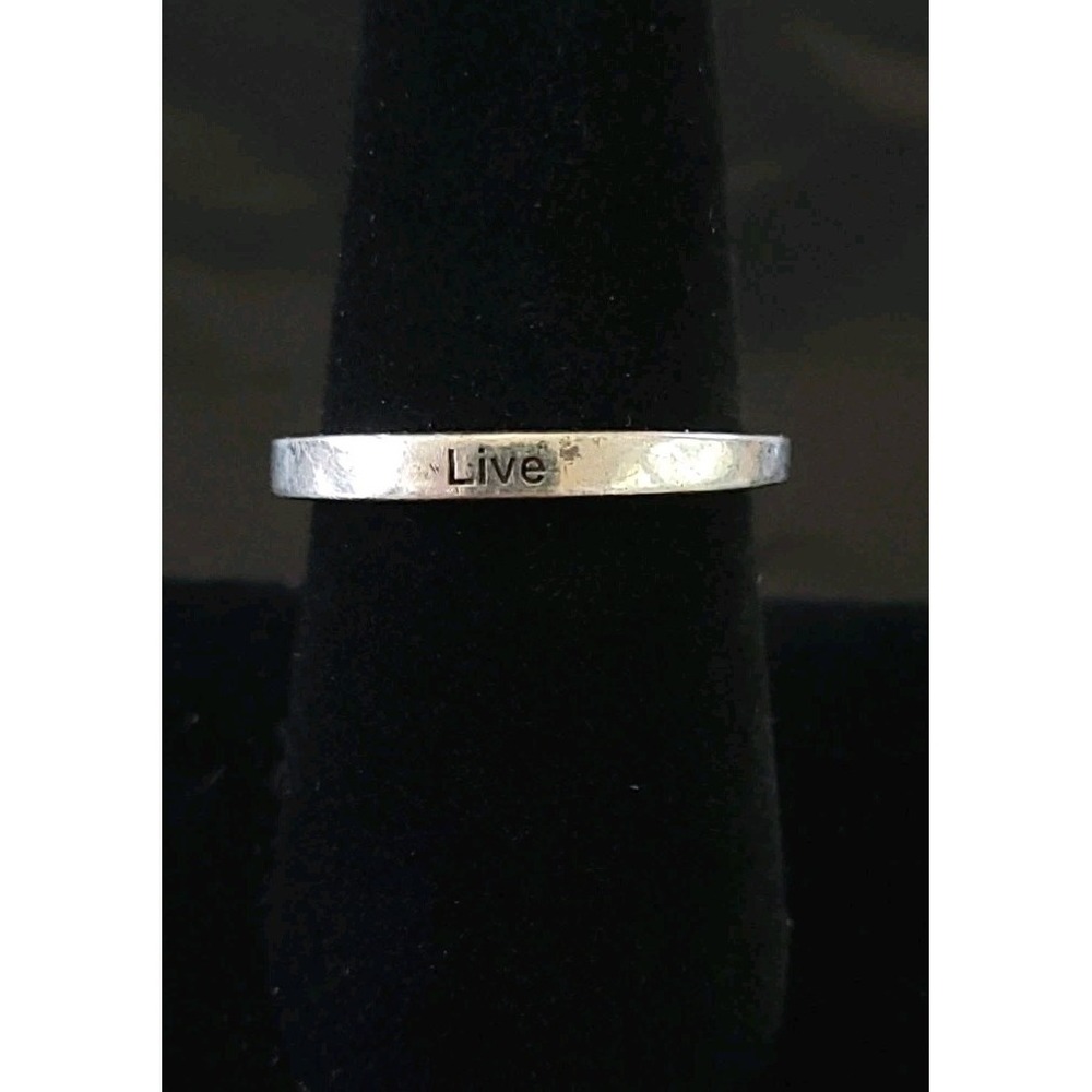 925 Sterling Silver LIVE Word Band Ring Size 8.5 2.89g Inspirational Stacker